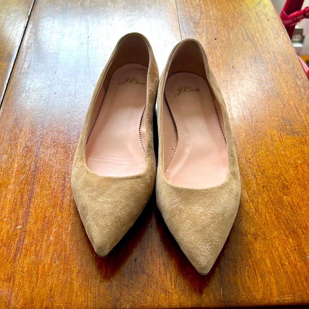 Nude suede flats
